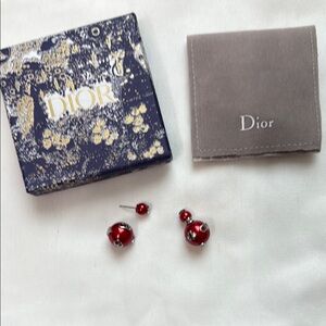 Dior Red and Silver Earrings